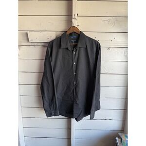 Van Heusen Studio Mens XL Slim Fit Pinstripe Button Down Dress Shirt Black White